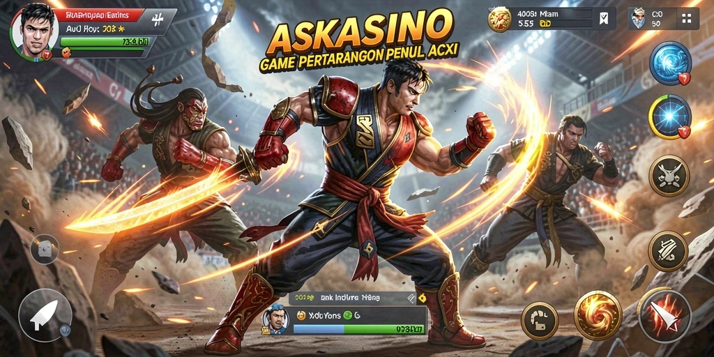 Tampilan gameplay seru dari ASKASINO saat bertarung.