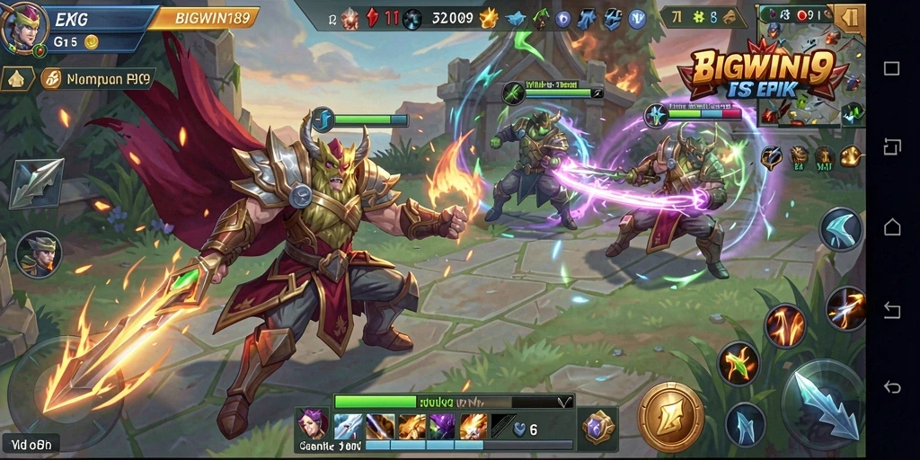 Gameplay seru BIGWIN189 dalam pertempuran epik MOBA.