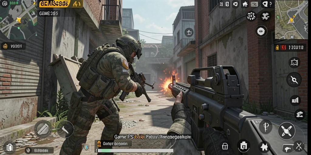 Screenshot GEMS365 menunjukkan momen intens dalam pertempuran FPS.