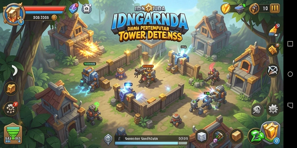 Tangkapan layar gameplay <strong>IDNGARUDA</strong> menampilkan aksi Tower Defense yang mendebarkan.