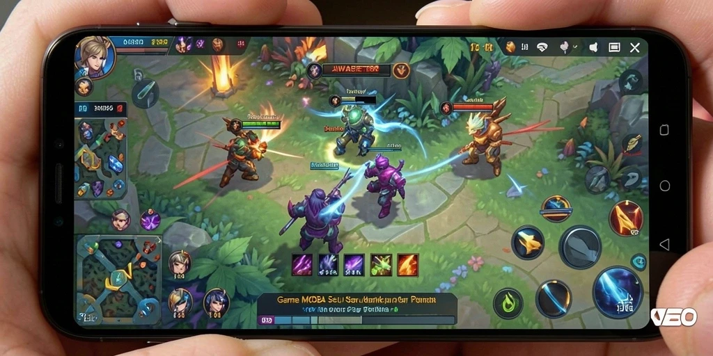 Screenshot gameplay JAWABET88 yang menunjukkan aksi MOBA yang mendebarkan.