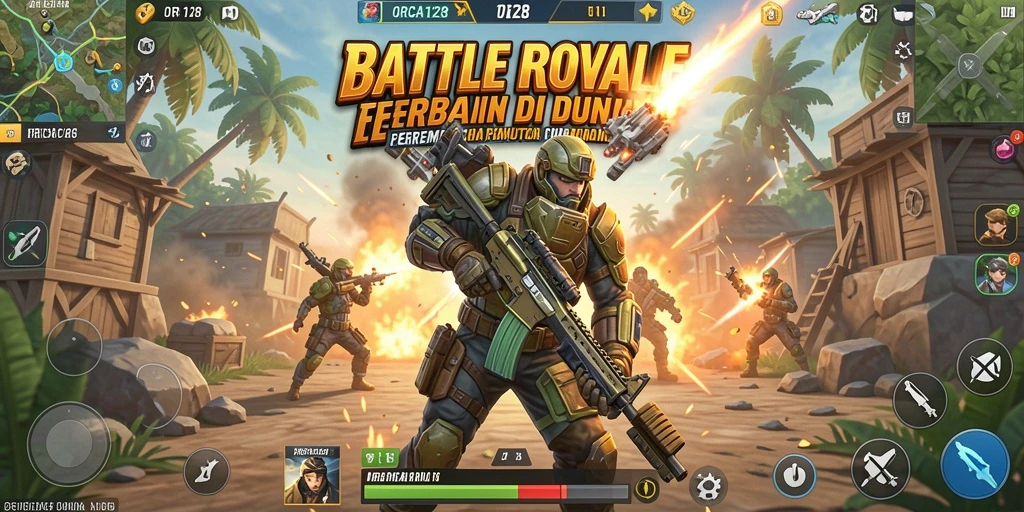 Gameplay seru ORCA128 dalam momen Battle Royale.
