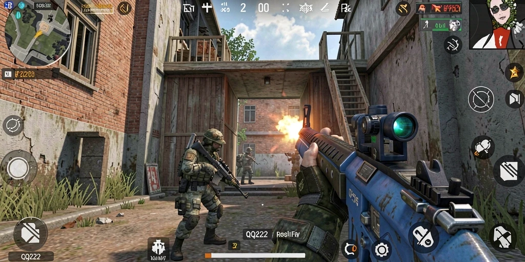 Screenshot QQ222 menunjukkan aksi menembak yang intens dan menarik.