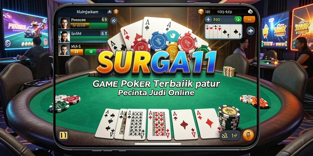 Tangkapan layar SURGA11 menunjukkan keseruan gameplay Poker yang menegangkan.